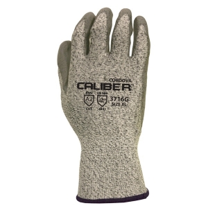 CALIBER™ SALT & PEPPER 13-GAUGE HPPE SHELL, GRAY POLYURETHANE PALM COATING, ANSI CUT LEVEL 2