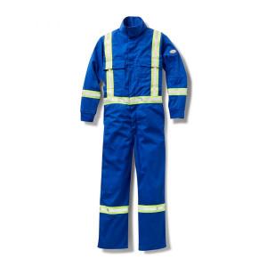 Premium Blue FR Cotton Coveralls with Reflective Trim